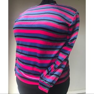 80s Velour jewel toned striped long sleeved top.